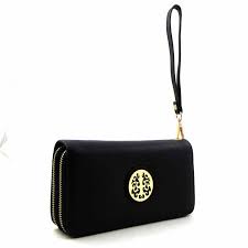 Black Designer Wallet With Double Zipper - Yes Darling Boutique