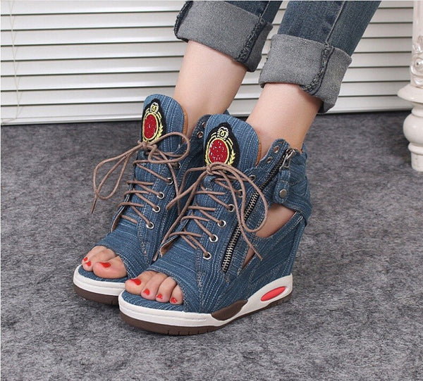 Hot New Denim Wedge Shoes - Yes Darling Boutique