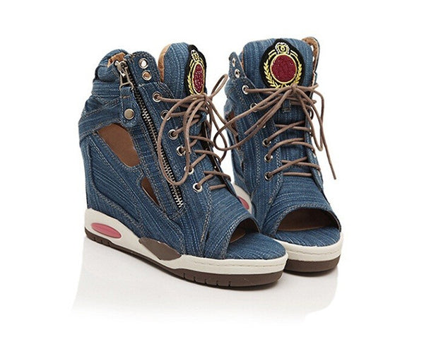 Hot New Denim Wedge Shoes - Yes Darling Boutique