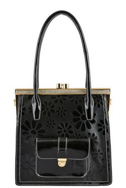 FLORAL CLUTCH LOCK TOTE BAG - Yes Darling Boutique