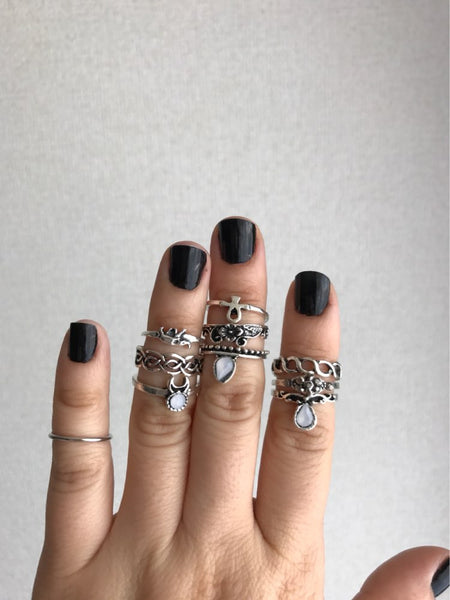 10Pcs Vintage Boho and Elephant Ring Set - Yes Darling Boutique