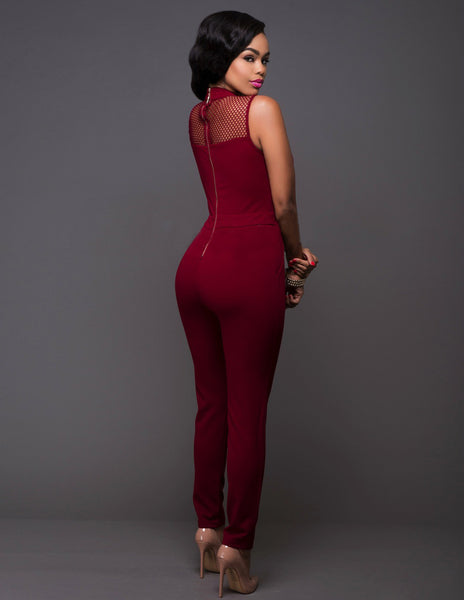 Lace Up Sleeveless Jumpsuit - Yes Darling Boutique