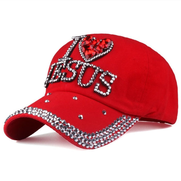 [YARBUU] Baseball caps 2017 fashion high quality hat For women JESUS letter adjustable cotton cap rhinestone Denim cap hat